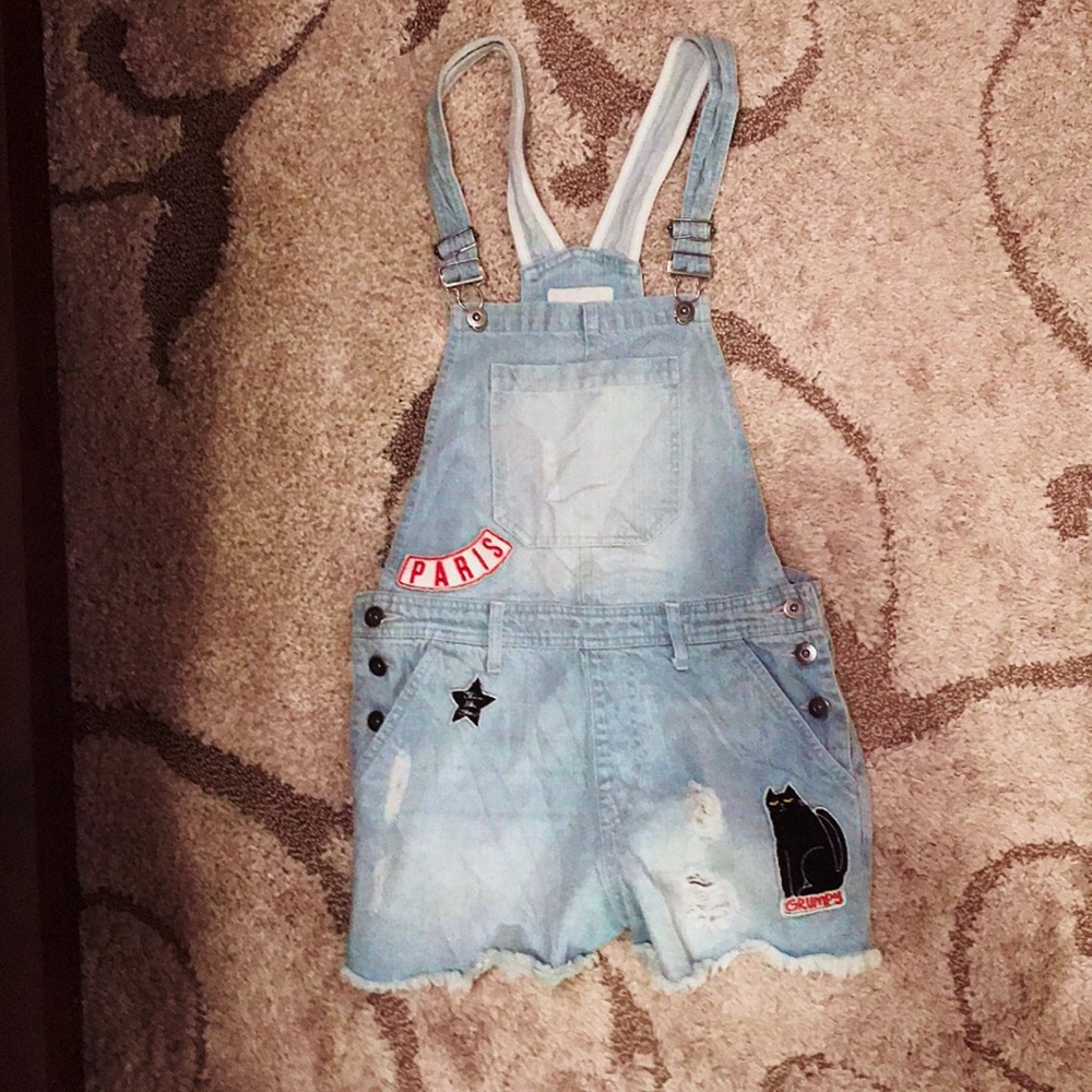 Denim Overalls with Patches